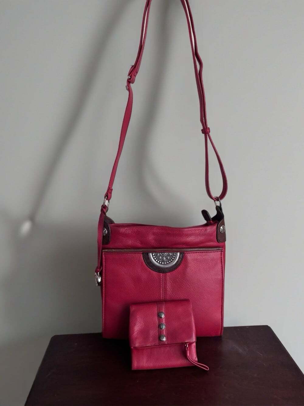 Brighton Shiloh Cross Body Poppy Leather Organizer With Matching Wallet